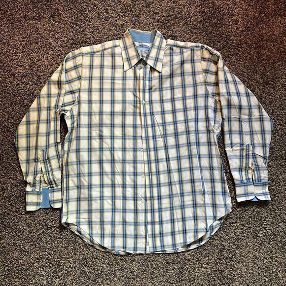 J. Mclaughlin Button-Up Shirt Men's Medium Multicolor Plaid Collared Casual Wear - Picture 2 of 7